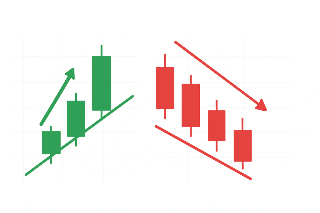 Bullish Bearish Candlestick chart illustration showing bullish and bearish candle identification
