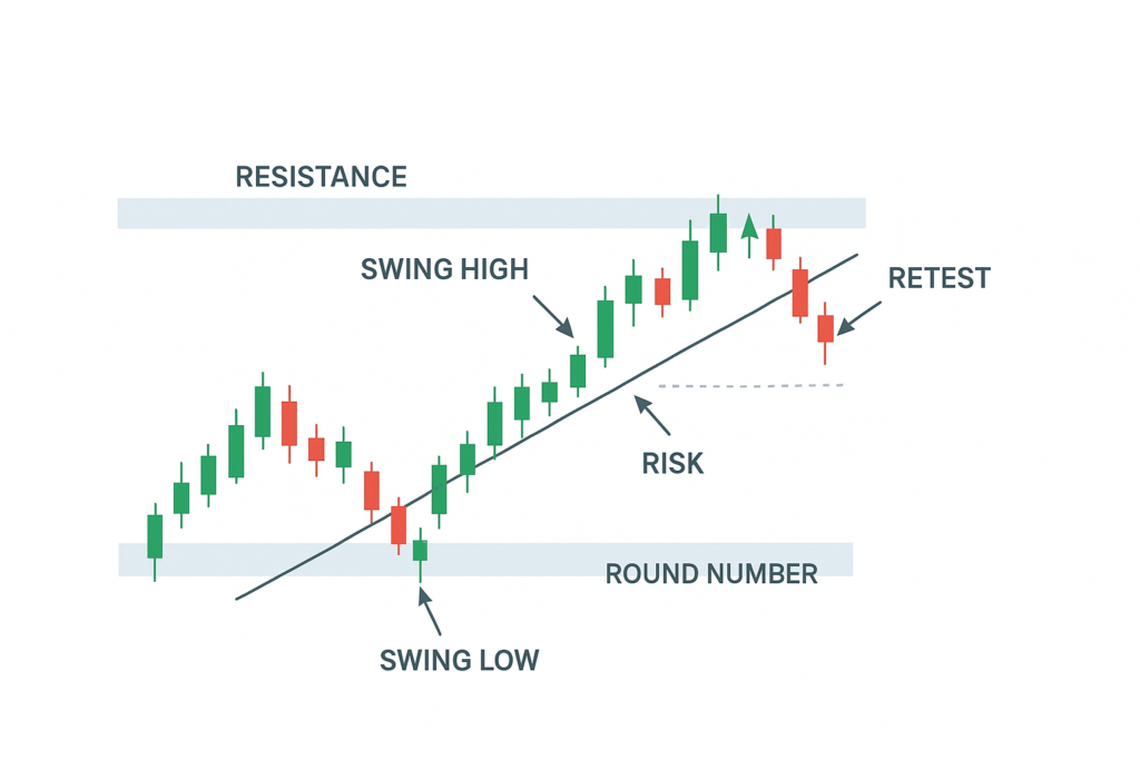 Support Resistance Levels showing key support and resistance zones on a candlestick chart